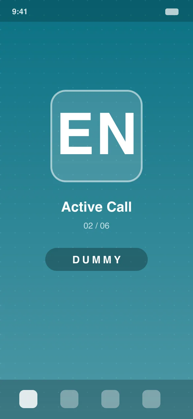 Hipcall mobile app active call screen — network quality indicator, speaker on, and recording controls
